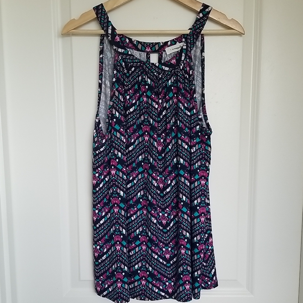 Loveappella Blue and Pink Tank Top with Chevron Pattern